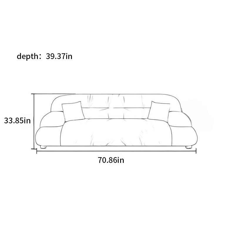 Canapé minimaliste italien de style ancien, H 33,85 po x l 70,86 po x P 39,37 po, 2