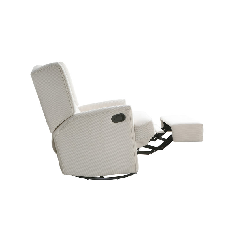 Swivel Reclining Glider, Ivory Corduroy