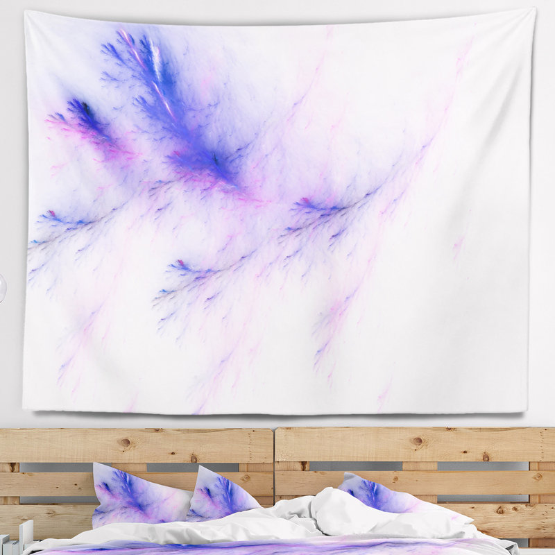 Tapisserie abstraite veines de marbre bleu vif, H 50 po x l 60 po