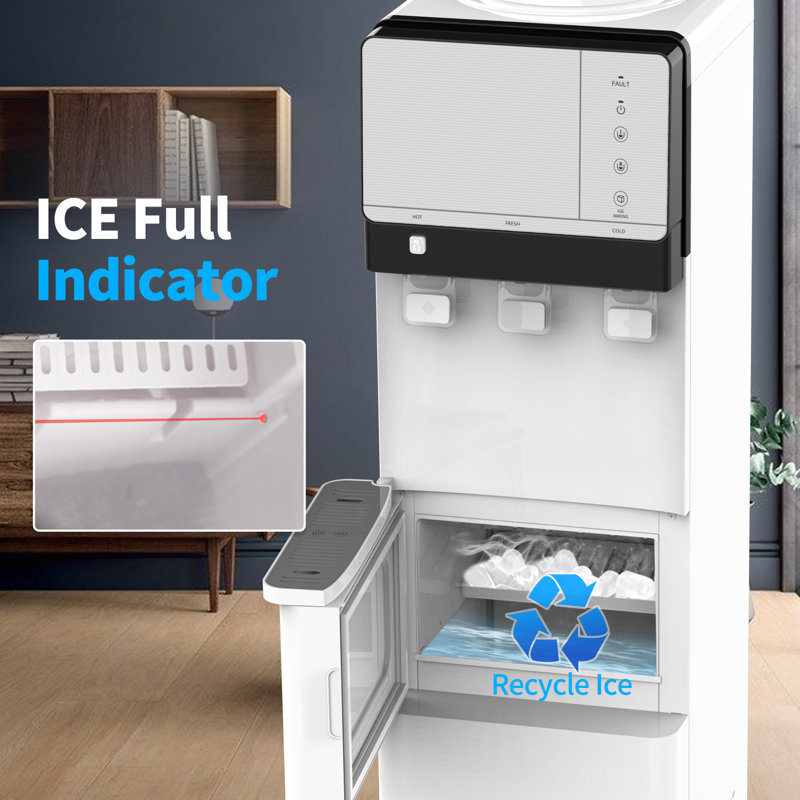 White 3-in-1 Water Dispenser with Ice Maker for 5 Gallon Bottles