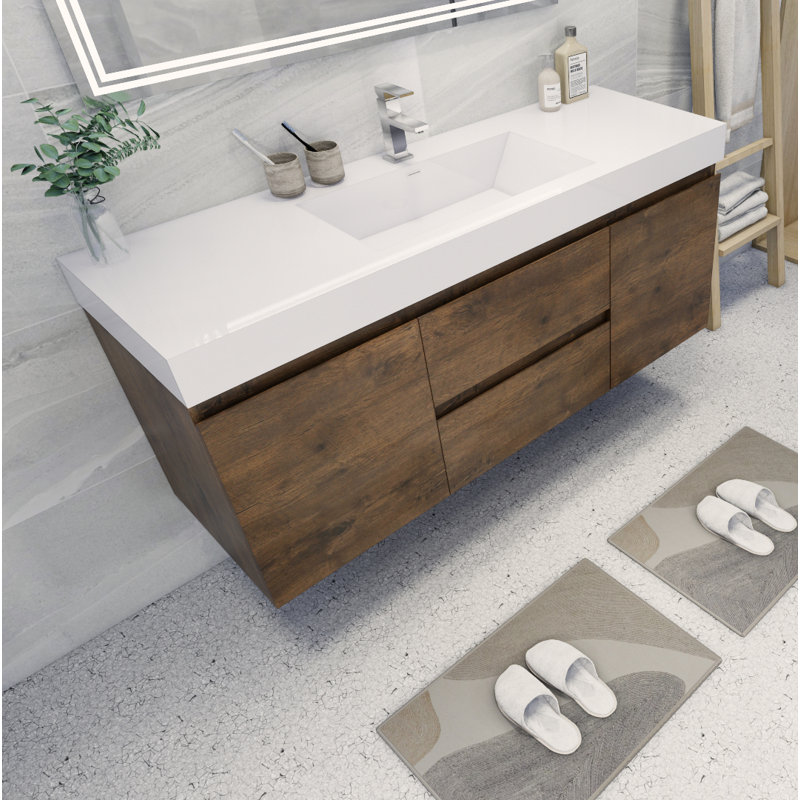 Ensemble de meuble-lavabo simple 60 po Carny, Bois de rose