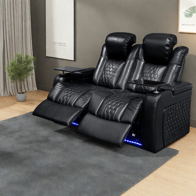 Canapé moderne en cuir véritable avec fonctions réglables, idéal pour le cinéma maison
