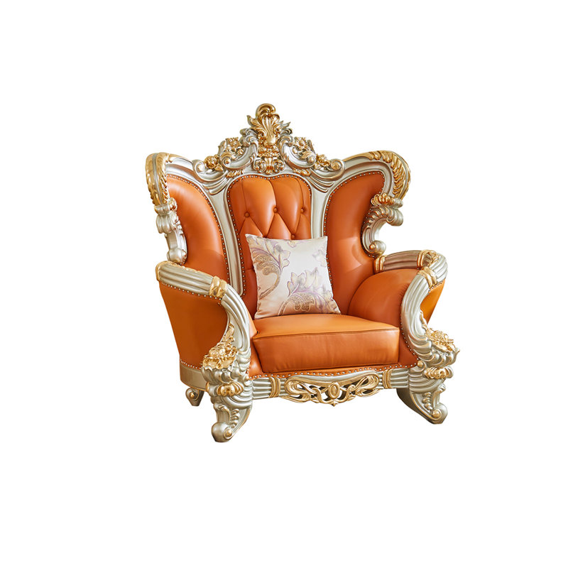 Fauteuil en cuir véritable européen capitonné