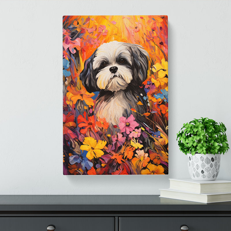 Shih Tzu Colour Field No.2 - Rectangle - Wrapped Canvas, 50cm H x 35cm W x 3cm D