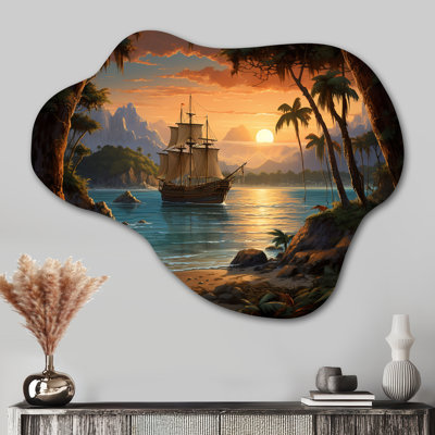 Pirate Boat Lost Isles - Cloud Pirate Metal Wall Art, Asymmetrical Metal Wall Sculpture Print