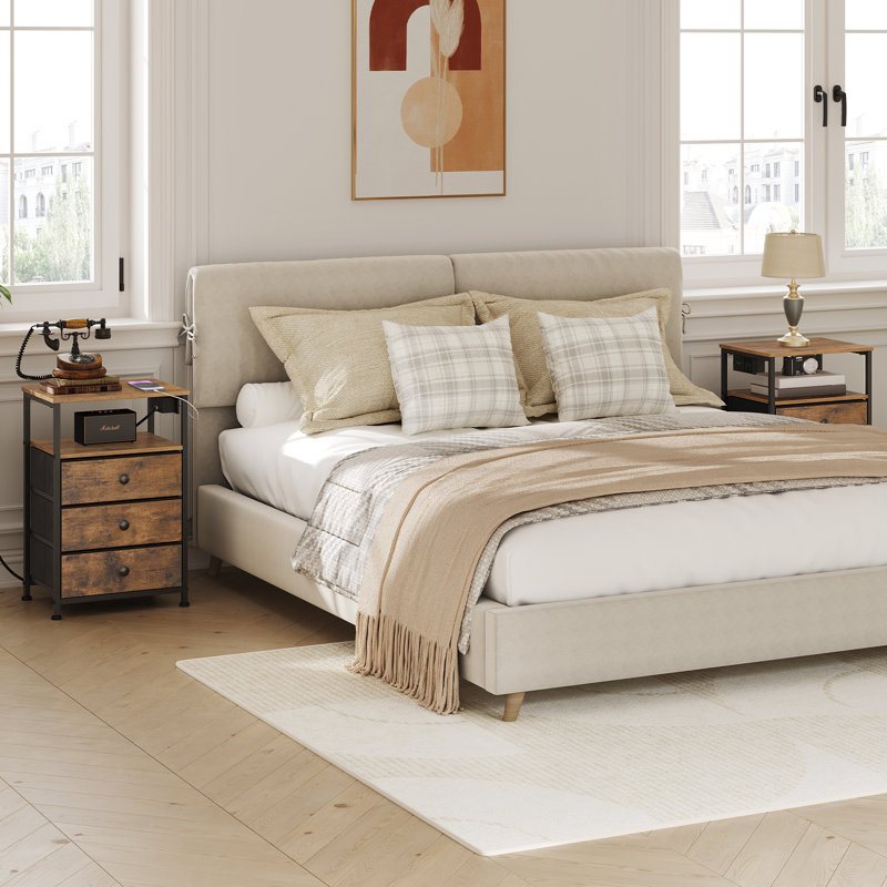 39cm W Metal Bedside Table
