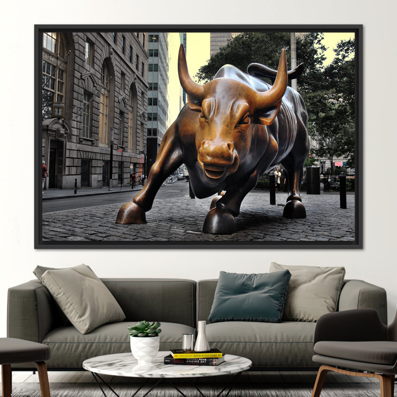 Art mural sur toile Wall Street, H 41 po x l 94 po, Noir, Impression encadrée flottante sans passe-partout