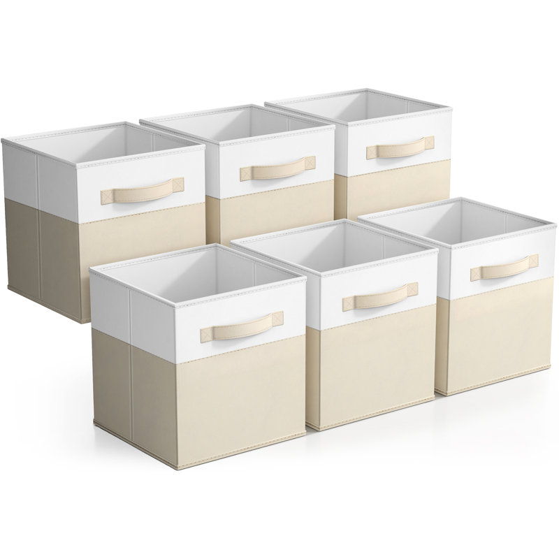  Bacs de rangement pliables Sorbus - Paquet de 6 cubes de rangement en tissu, bacs de rangement pliables de 11 pouces pour placard, tablettes et rangement à casiers, beige