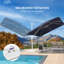 Parasol carré blanc en polyester 8 pi avec base et rotation à 360 °-373229229-397929498