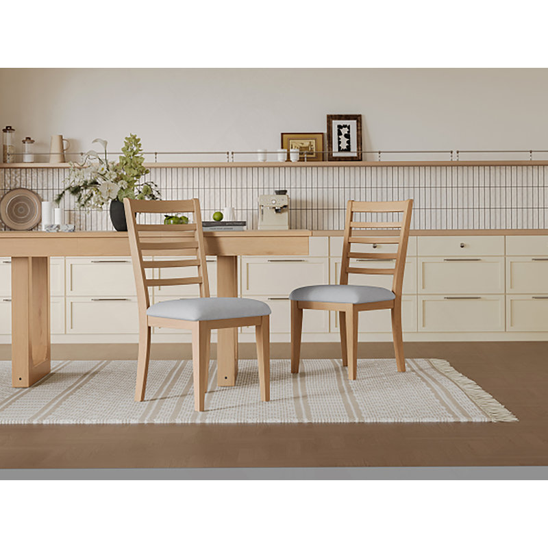 Ensemble de chaises de salle à manger de style classique avec confort rembourré et conception sans accoudoirs, Naturel