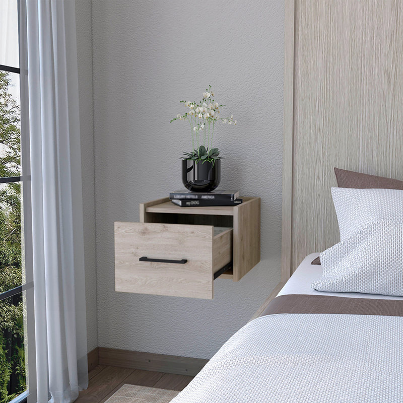 Table de chevet flottante murale gris clair