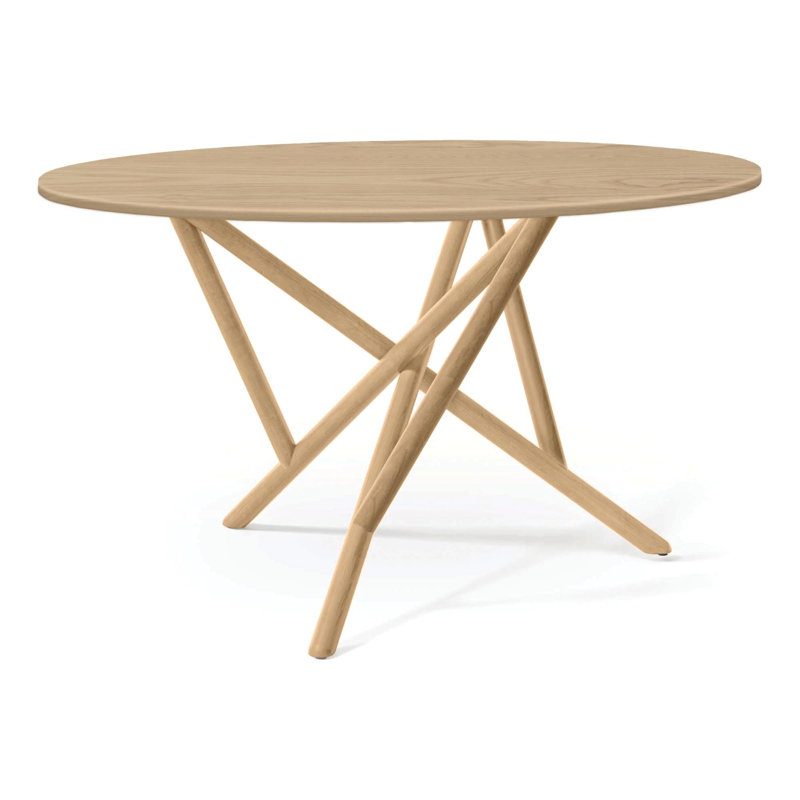 Baton - Round Fixed Top Table, 30"H x 54"L x 54"W, Natural Oak, Natural Oak