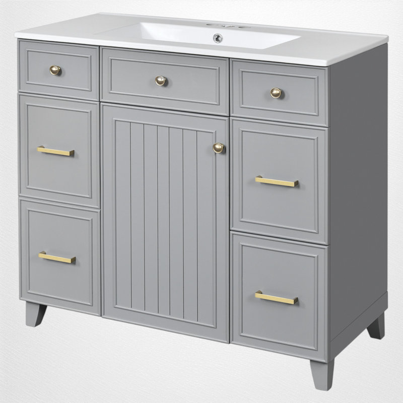 Ensemble de meuble-lavabo simple 36 po Damyron, Gris