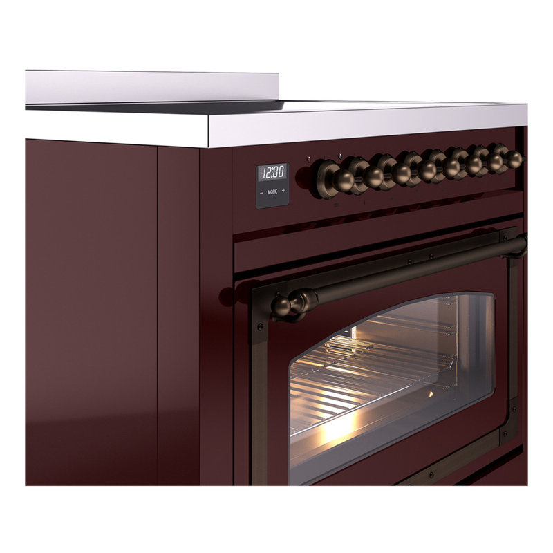 ILVE Nostalgie II Noblesse 36 in Induction Range, Induction Elements (Glass Door), Burgundy/Bronze