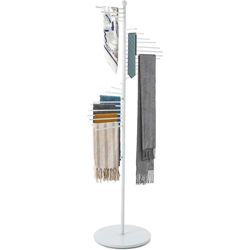 Metal Iron Spiral Scarf Display Rack, Freestanding Towel Rack, White