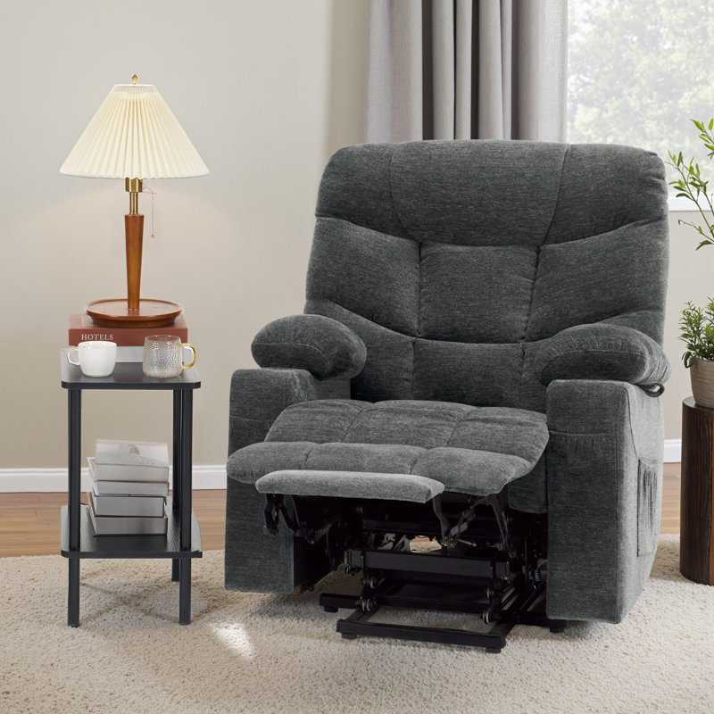 27.2" Seat Width Oversized Power Lift Recliner with Extended Footrest, Gray