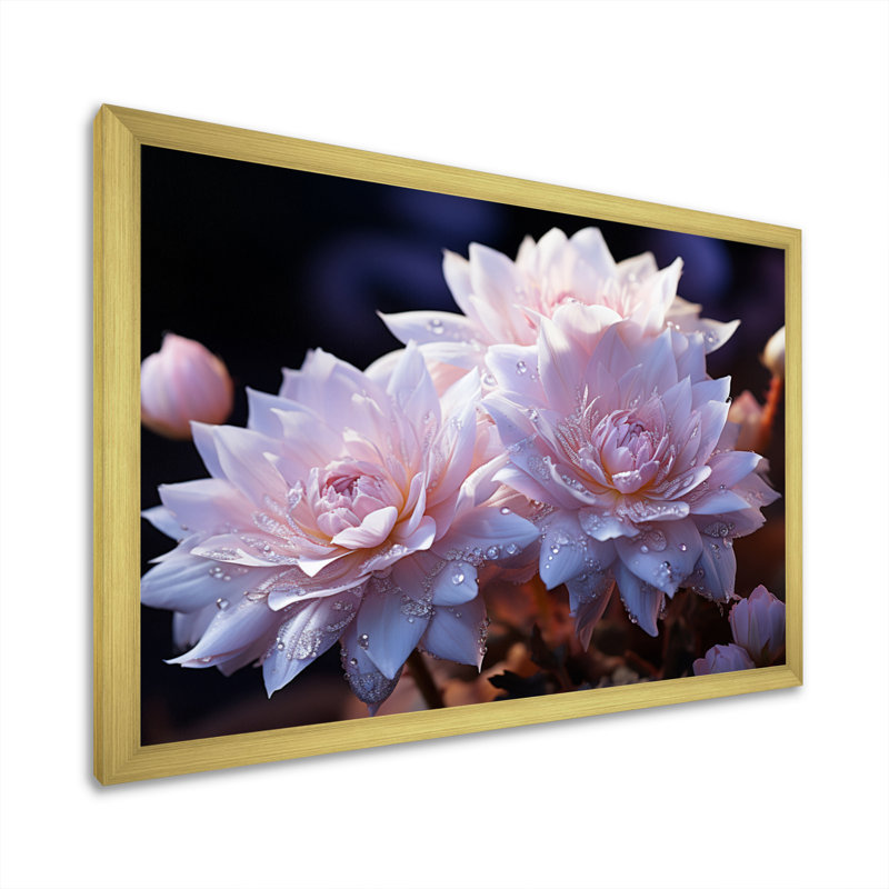 «Pink Cactus Desert Moonlight Moon I», reproduction sur toile, Encadrement doré, H 12 po x l 20 po x P 1 po