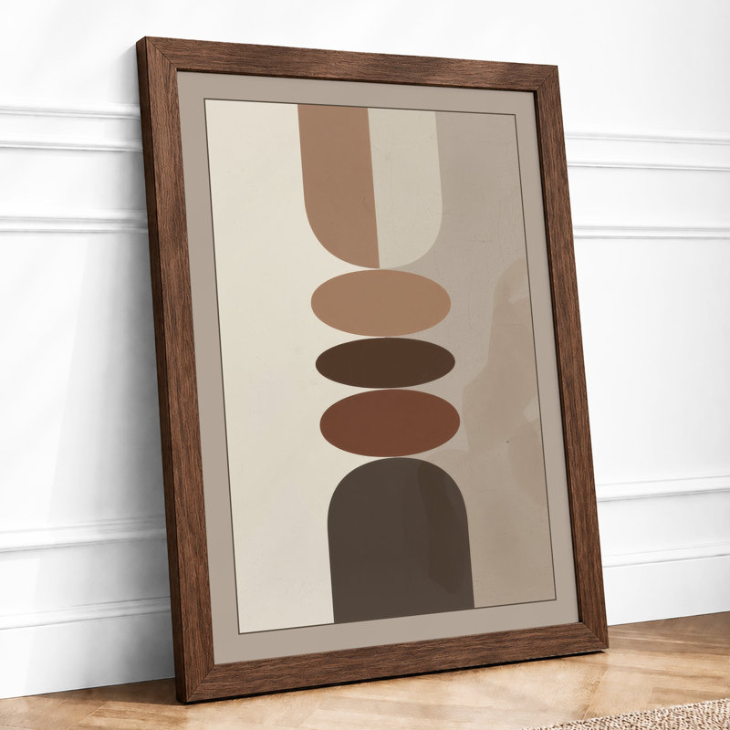 Stacked Forms Minimalist - Framed Print, Walnut, A4 - 29.7 x 21.0 cm