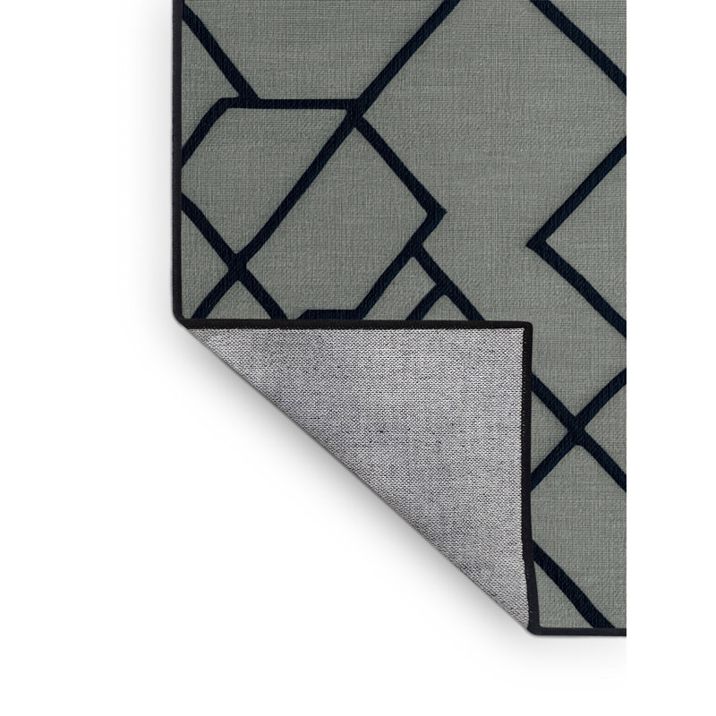 Machine Washable Trellis Gray Area Rug, Square 4'