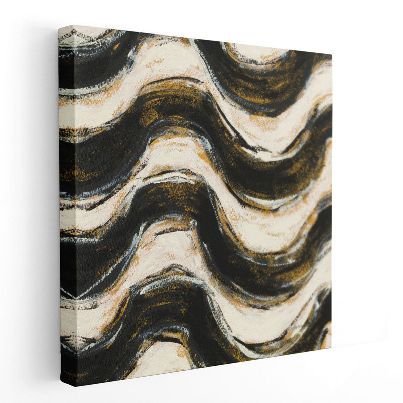 «Black and Gold Geometric V», reproduction d'art sur toile, H 40 po x l 40 po