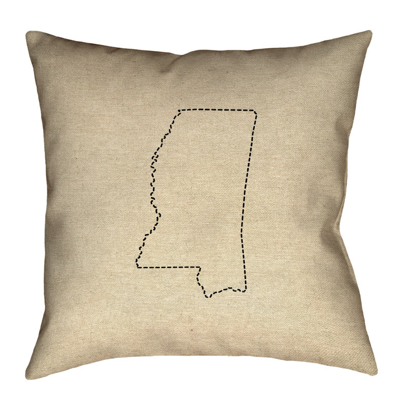 Oreiller Katelyn Smith Mississippi Dash Outline, 18 po x 18 po, Faux lin, Coussin décoratif