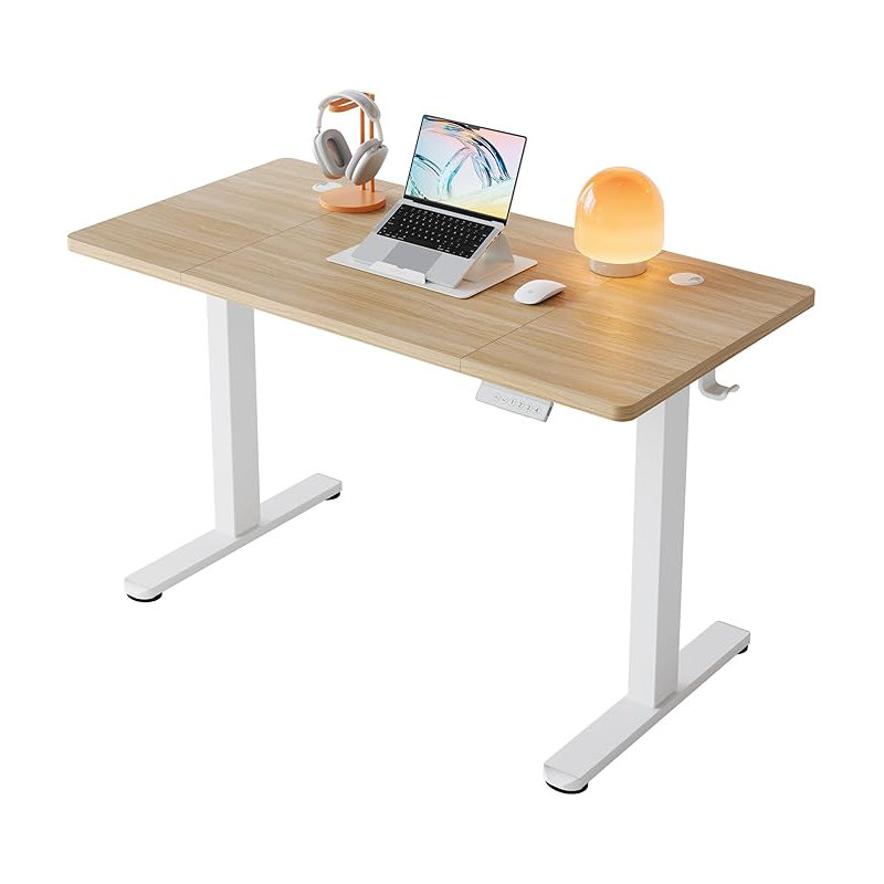 Adjustable Metal Base Standing Desk, Beige/White, 118cm.H X 120cm.W X 60cm.D  