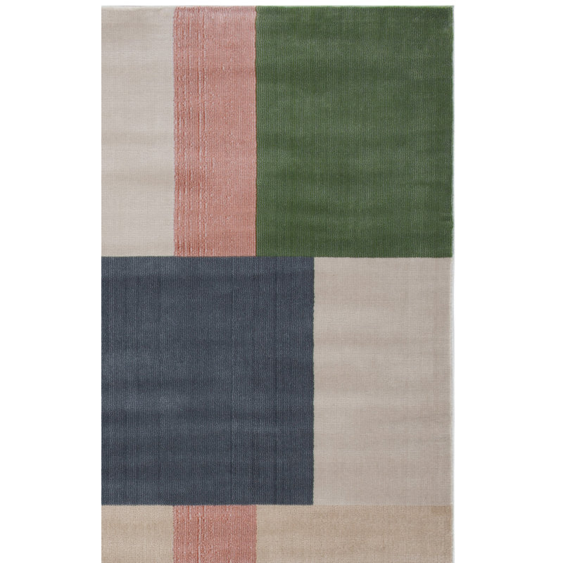 Aslin Geometric Ivory Area Rug, Square 5'3"