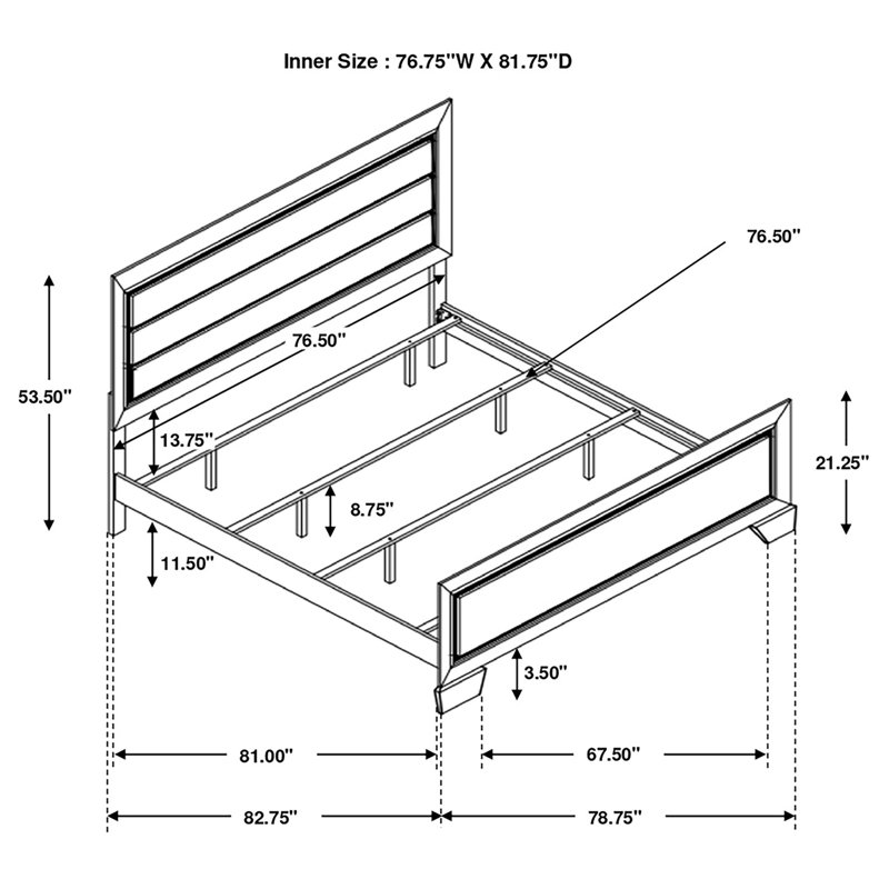 Modern Elegant Design Flat bed, King