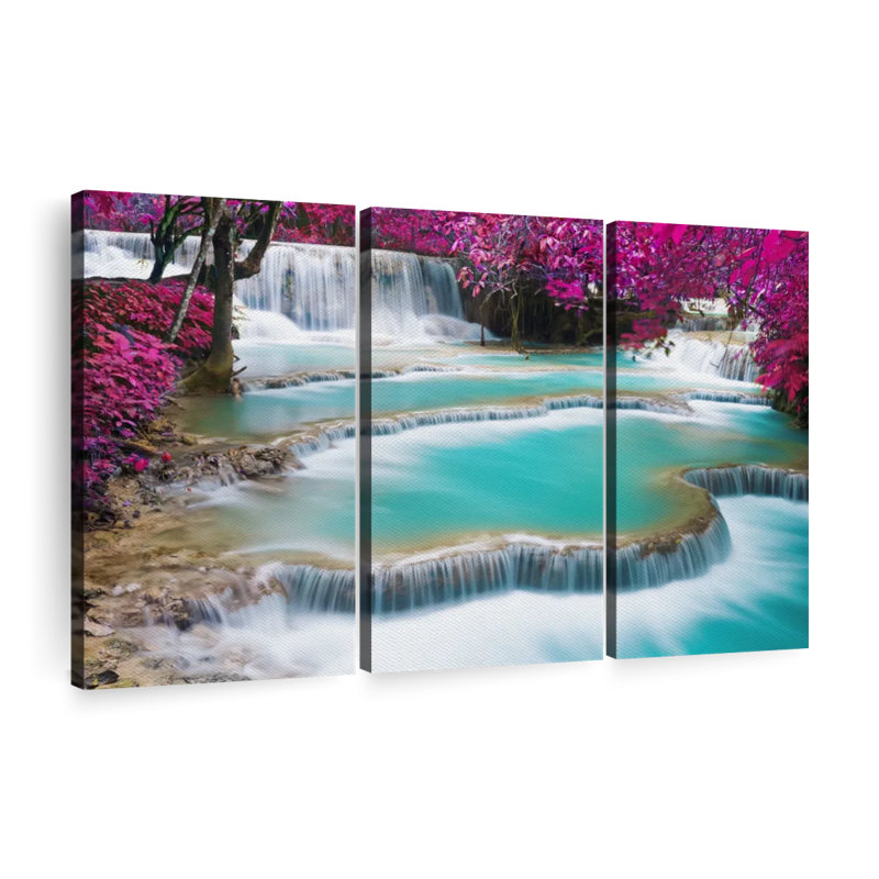 «Kuang Si Waterfall» sur, H 42 po x l 65 po x P 1,25 po