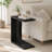 C-Shaped End Table, Wood Side Table Nightstand