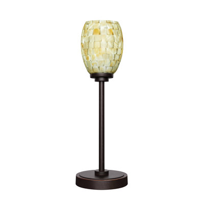 Lannah Accent Lamp Shown In Dark Granite Finish With 5" Ivory Glaze Seashell Glass