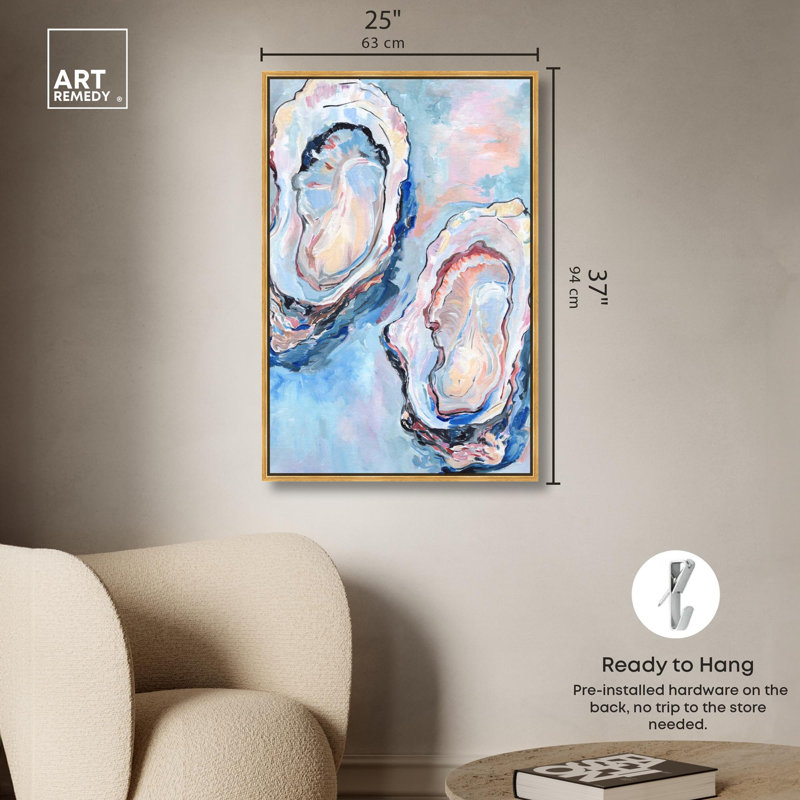 Finding Seashells Canvas Colorful Abstracts by , 37" H x 25" W, Gold Floater Frame