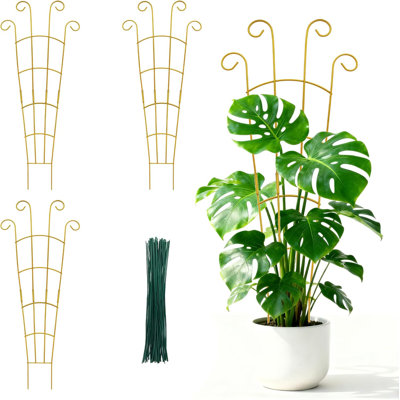 30" Stackable Metal Plant Trellis 4-Pack – Rustproof Sturdy Support for Monstera & Climbing Houseplants