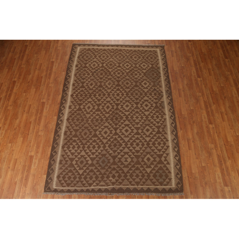 Tapis gris en laine noué à la main de conception unique 7 pi 10 po x 8 pi 10 po New Age