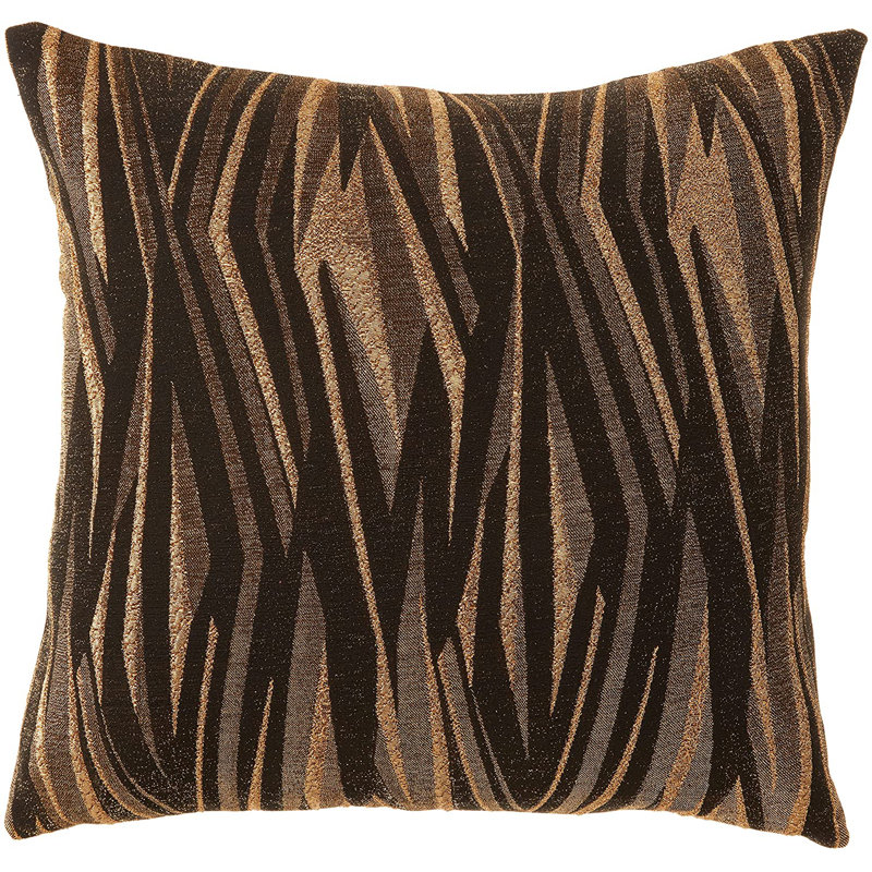 Gold Polyester Jacquard Reversible Square Throw Pillow 18" x 18"