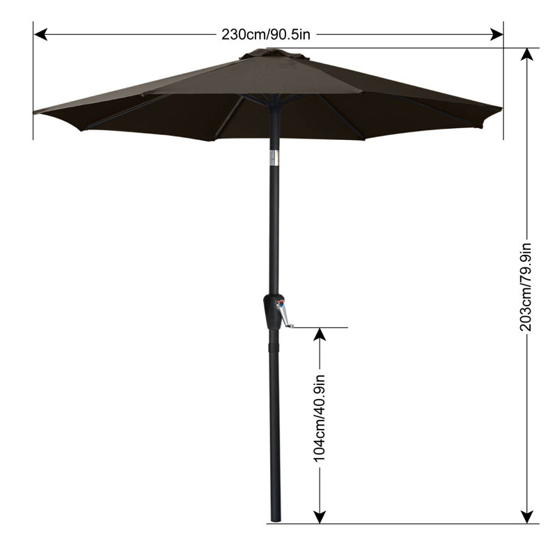 Parasol de marché Miqdad, Brun, H 79,9 po x l 90,5 po x P 90,5 po