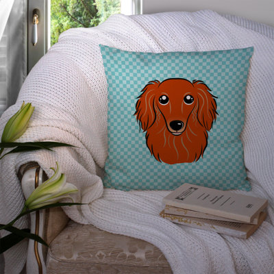 Coussin décoratif intérieur/extérieur teckel rouge damier teckel à long