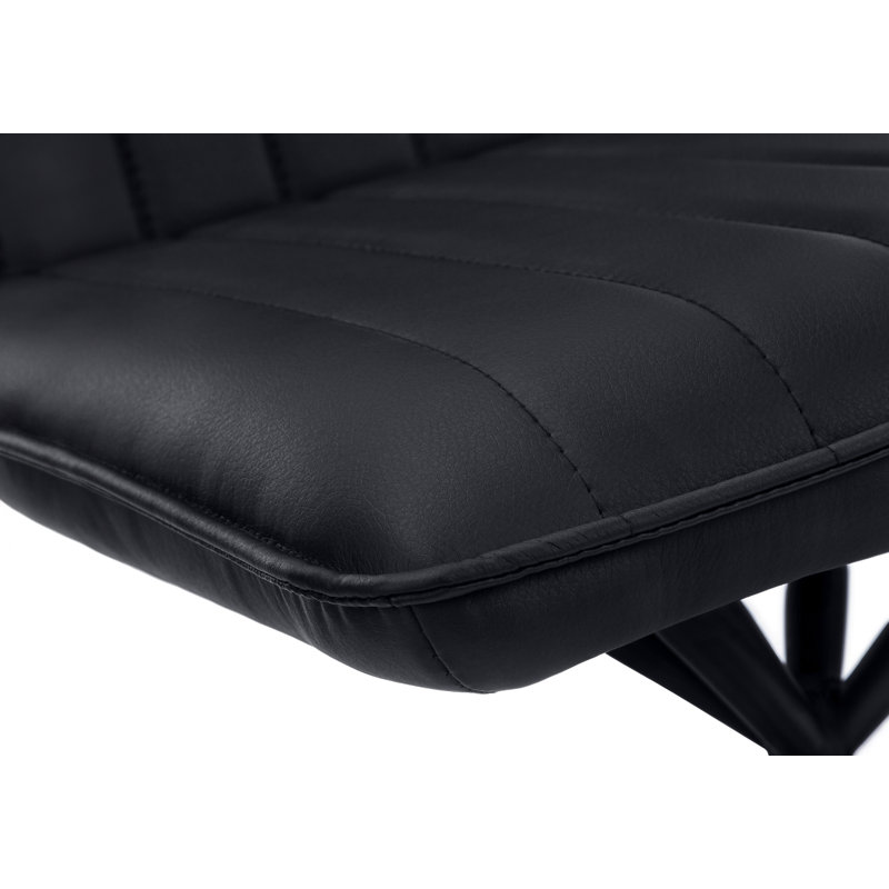 Chaise de salle à manger, ensemble de 2, latérales, rembourrées, cuisine, salle à manger, aspect cuir noir, métal noir, contemporain, moderne