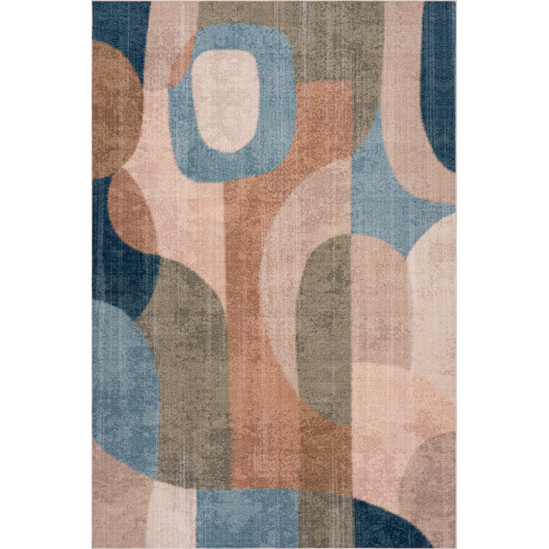  Isaline Abstract Washable Rug, Rectangle 5' x 7'