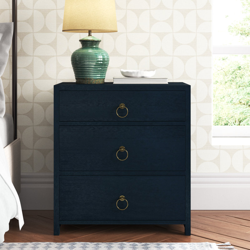 Elin 3 - Drawer Nightstand, Navy Blue