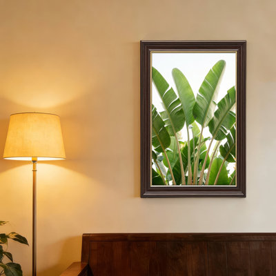 Art mural antique sur toile encadré doré pour le salon, la chambre à coucher, le bureau ou le vestibule - Décoration murale décorative avec feuilles tropicales