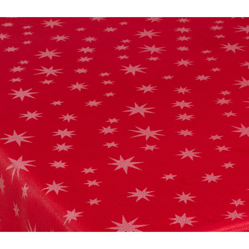 Val Christmas Star Tablecloth, Red/Silver