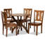 Ensemble de salle à manger 5 pièces Felix au fini brun noyer moderne et contemporain, H 37,4 po x l 17,9 po x P 19,9 po-1340177154-1340177155