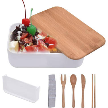 Ceramic Bento Box With Wooden Lid