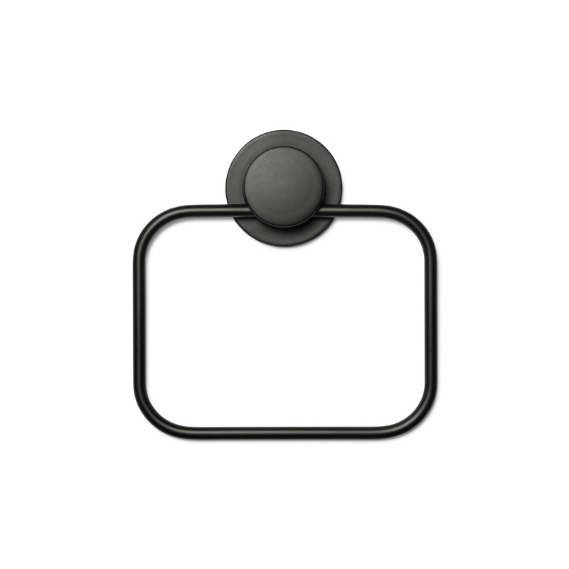 Croydex Stick 'N' Lock Towel Ring Matt Black
