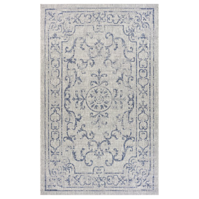 Tapis d'intérieur / extérieur durable à tissage plat à médaillon Dinesh