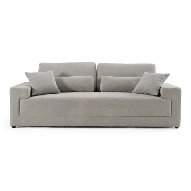 Loki - Canapé 3 places en tissu gris moderne, 3, H 33,1 po x l 91,3 po x P 42,5 po