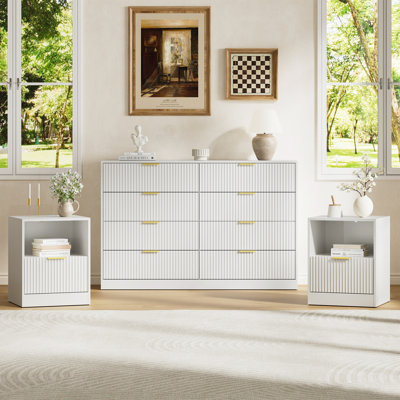 3-Piece 8-Drawer Dresser & 1-Drawer Nightstand Set