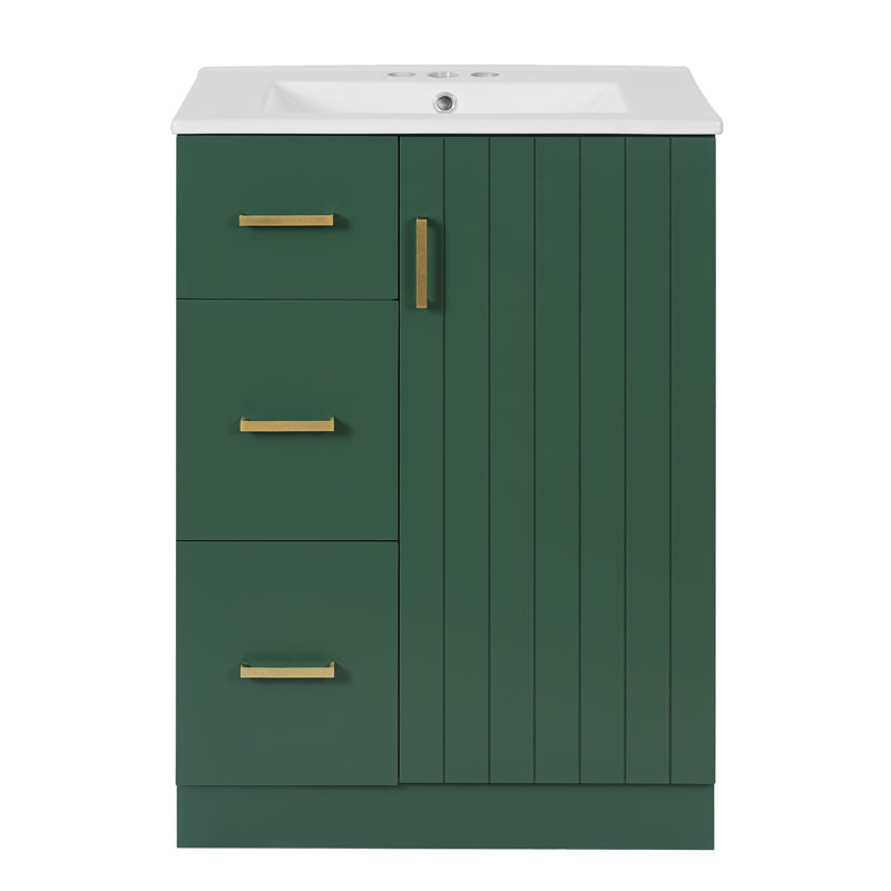 Meuble-lavabo 24 po avec lavabo en céramique, Vert