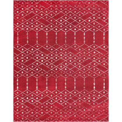 Tapis abstrait en polypropylène tissé à la machine rose framboise Brissa
